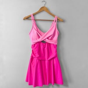 Pink Sleeveless Cutout Swim Dress
